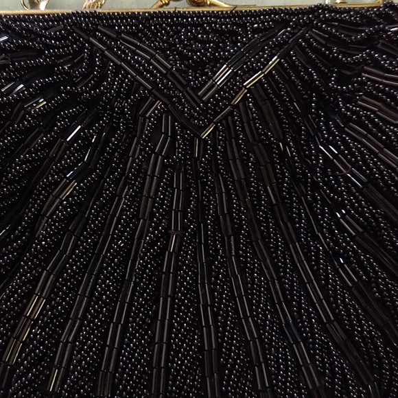 VTG La Regale LTD. Black Beaded Clam Shell Bag - Picture 4 of 4